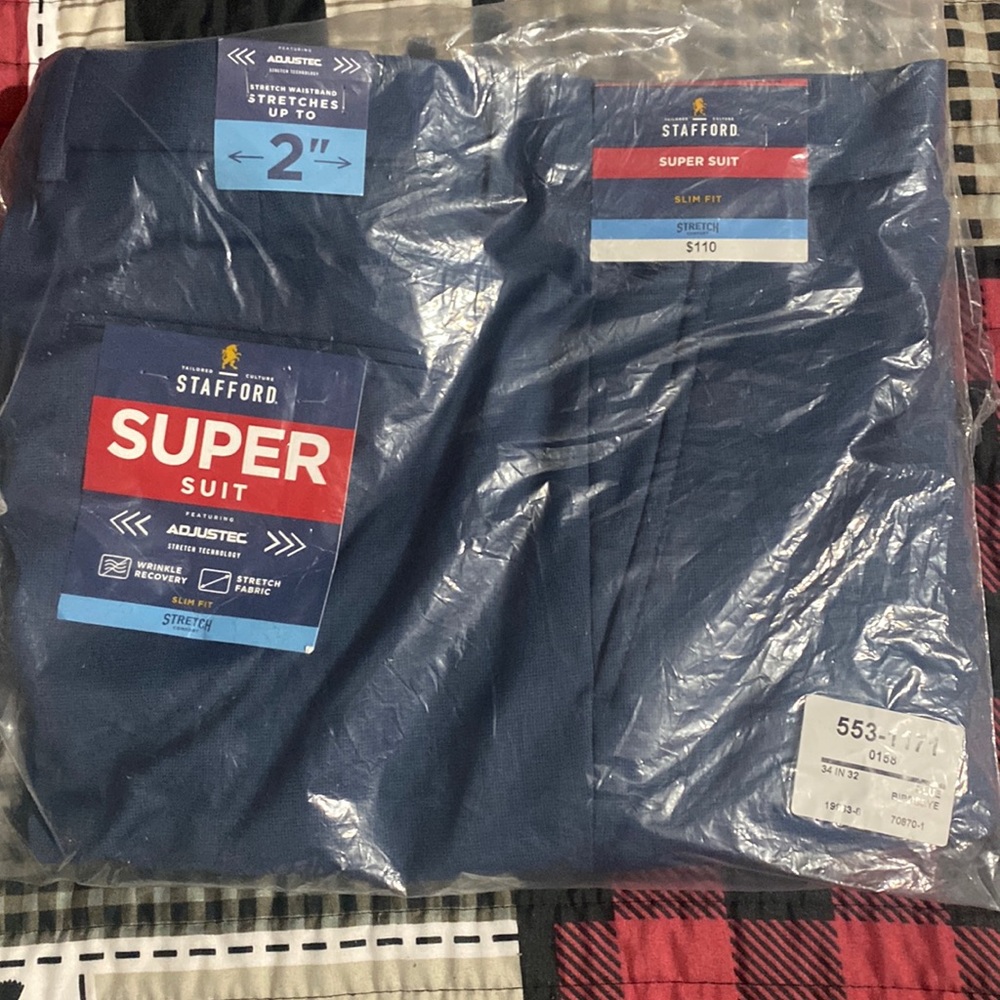 Stafford Dress Pants| Blue suit pants| Slim Fit| Stretch Waistband